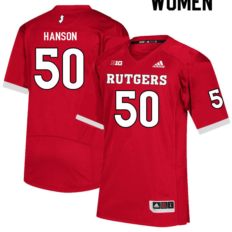 Women #50 CJ Hanson Rutgers Scarlet Knights College Football Jerseys Sale-Scarlet